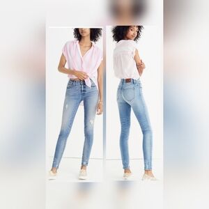 Madewell Sz 25 9" High Rise Skinny Distressed Raw Hem Light Wash  Stretch Jeans